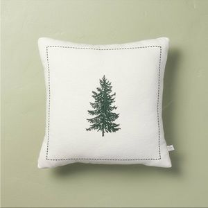 Target Hearth & Hand NEW Embroidered Winter Christmas Tree Square Throw Pillow